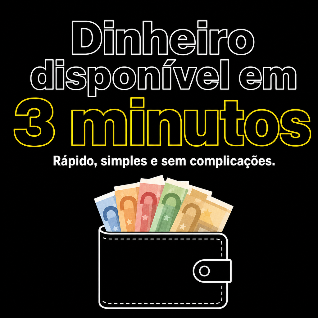 Dinheiro disponível em 3 minutos