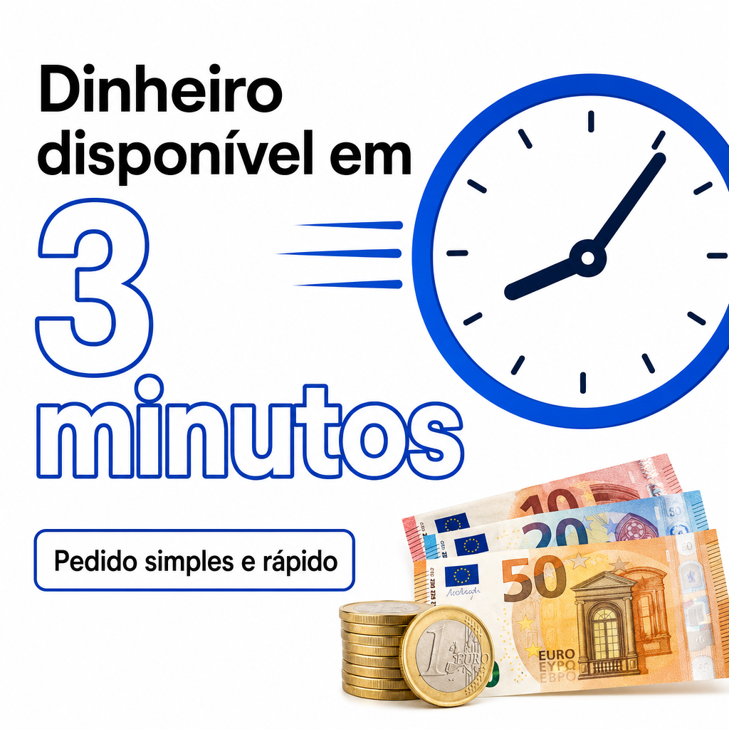 Dinheiro disponível em 3 minutos