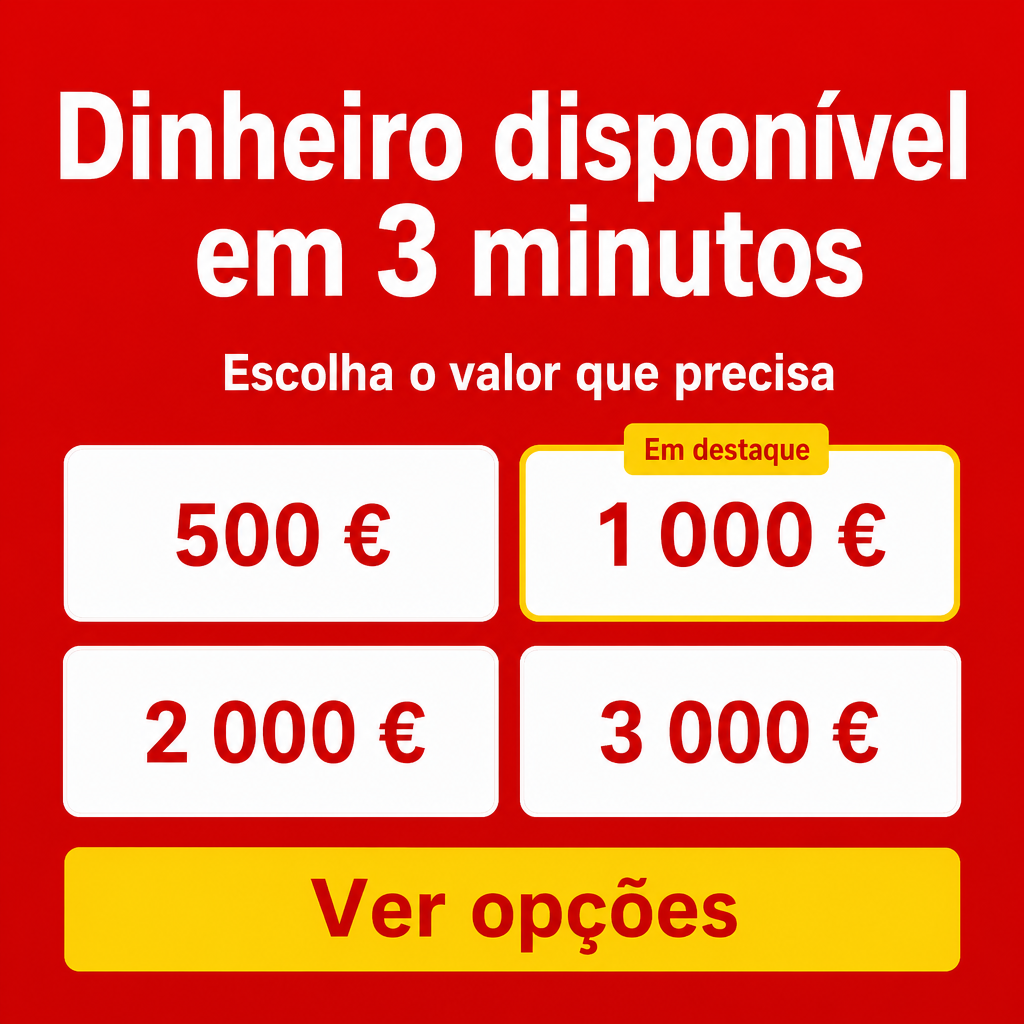 Dinheiro disponível em 3 minutos