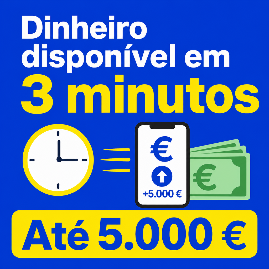 Dinheiro disponível em 3 minutos