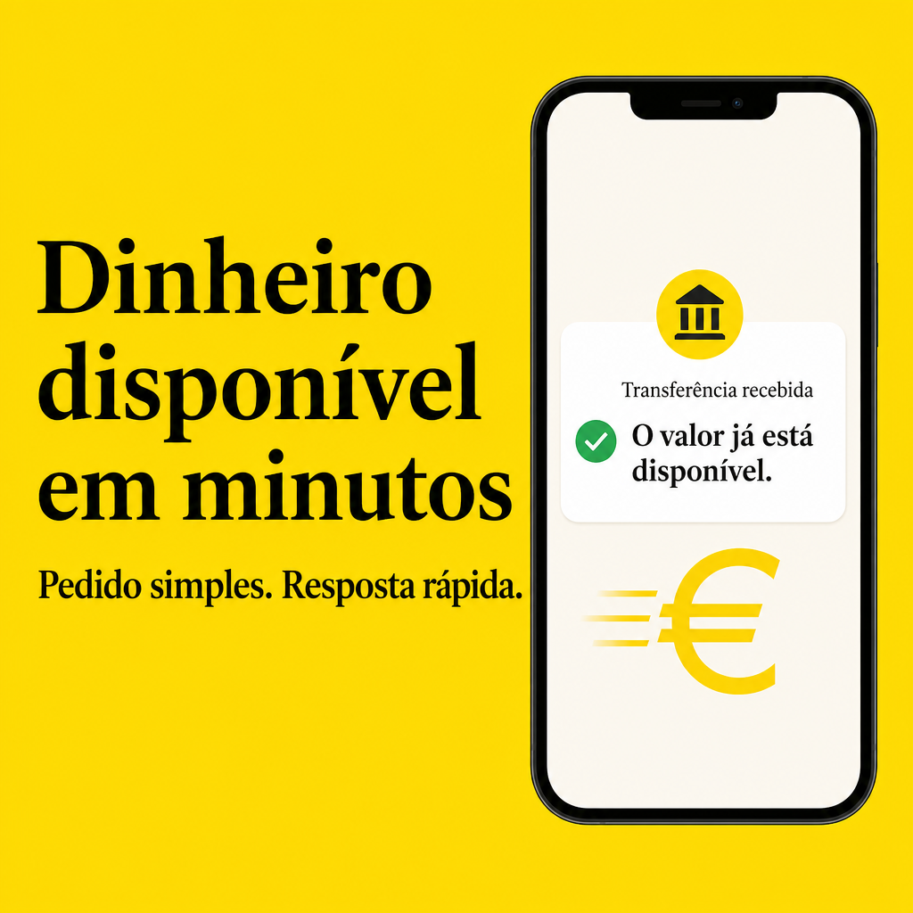 Dinheiro disponível em minutos