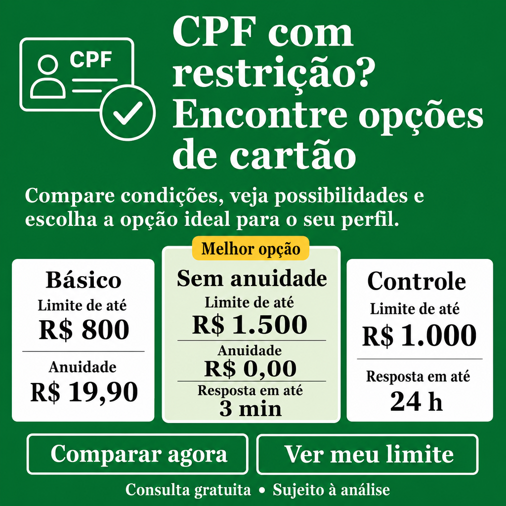 Cartão de crédito para negativados
