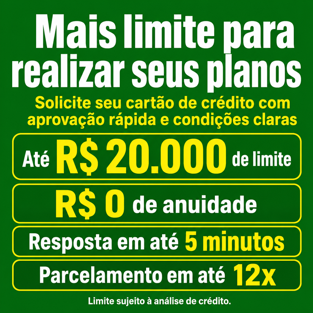 Precisando de crédito? cartão de crédito com limite alto.