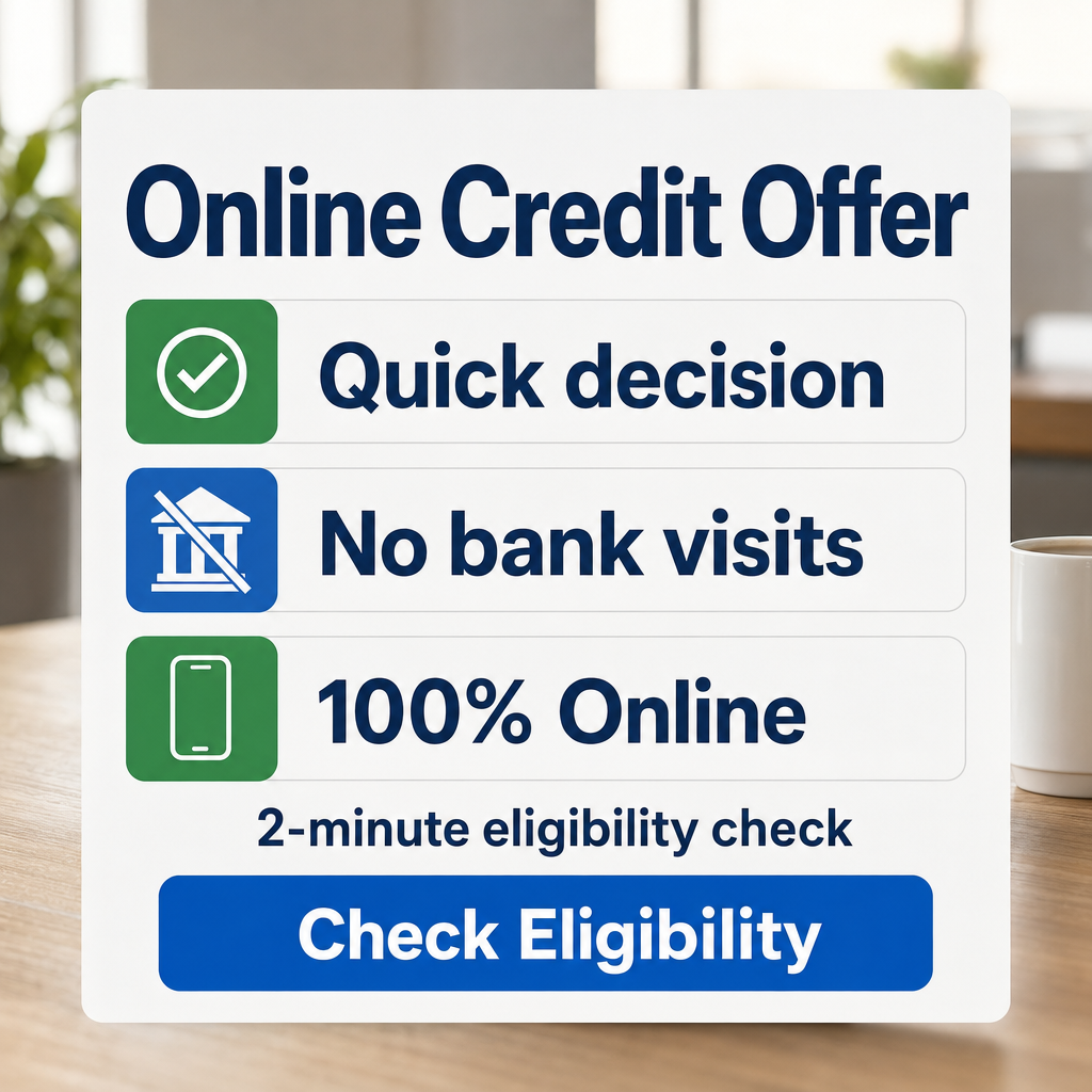 Crédito online, Decisão rápida, Sem idas ao banco, 100% online, Verifique a elegibilidade