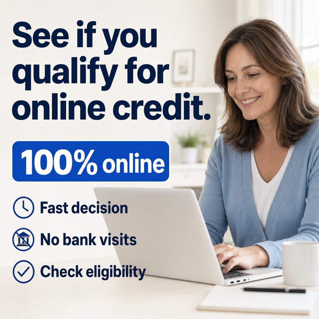 Crédito online, Decisão rápida, Sem idas ao banco, 100% online, Verifique a elegibilidade