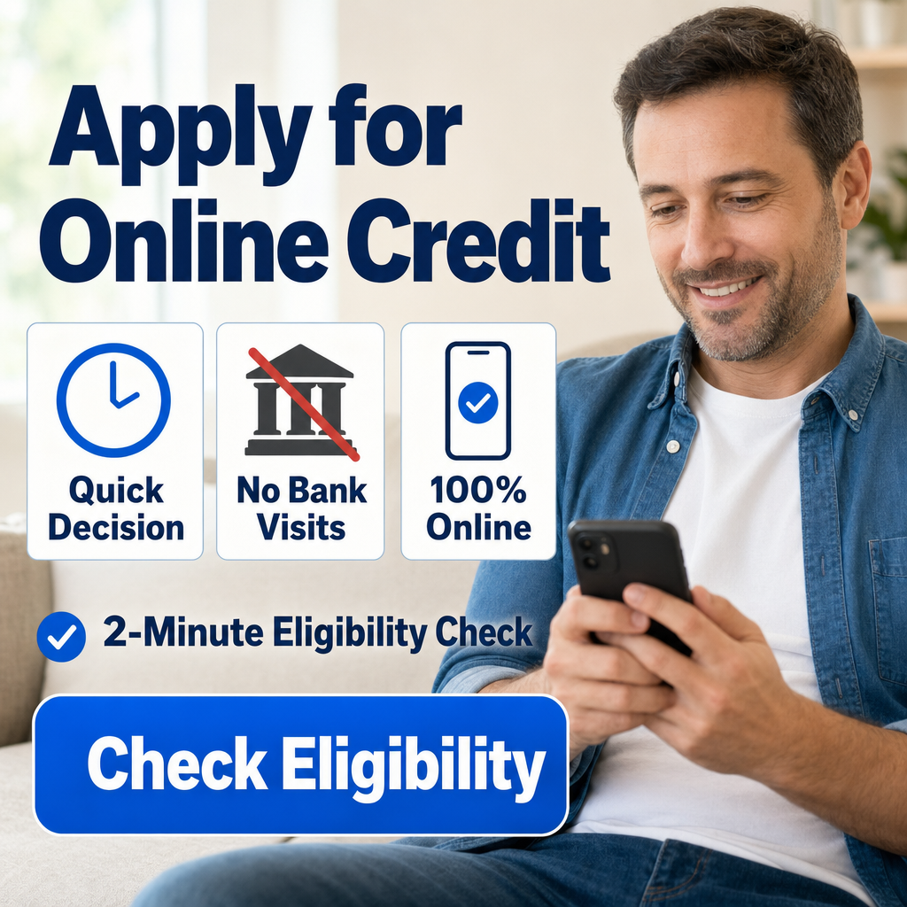 Crédito online, Decisão rápida, Sem idas ao banco, 100% online, Verifique a elegibilidade