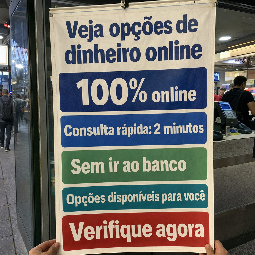 Precisa de dinheiro sem sair de casa?  100% online , Consulta rápida, Sem ir ao banco, Veja opções disponíveis , Verificar agora