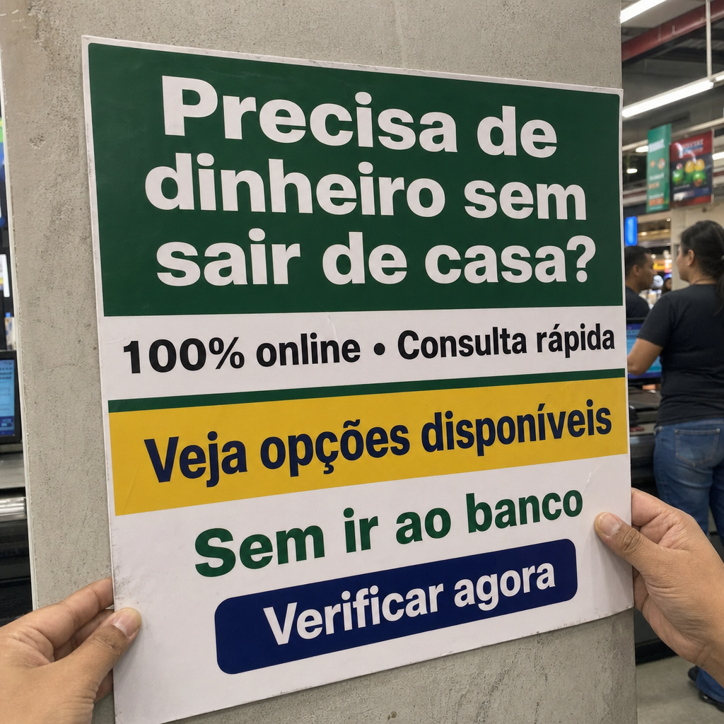 Precisa de dinheiro sem sair de casa?  100% online , Consulta rápida, Sem ir ao banco, Veja opções disponíveis , Verificar agora