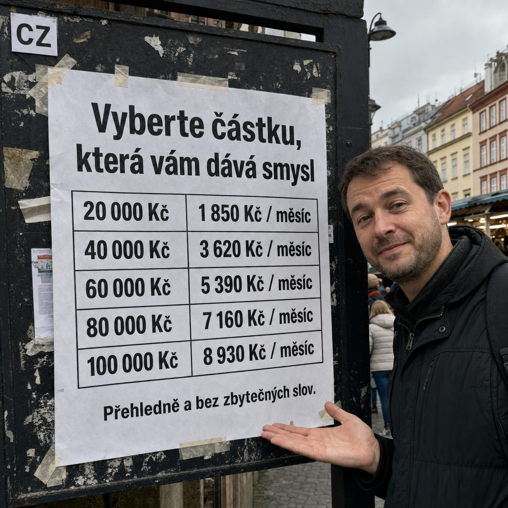 Empréstimo
All visible text must be fully natural in cs-CZ; translate/localize any source-language niche wording before it appears.
Do not copy raw source-language niche, product, or theme words into visible text unless they are already natural in the target language.