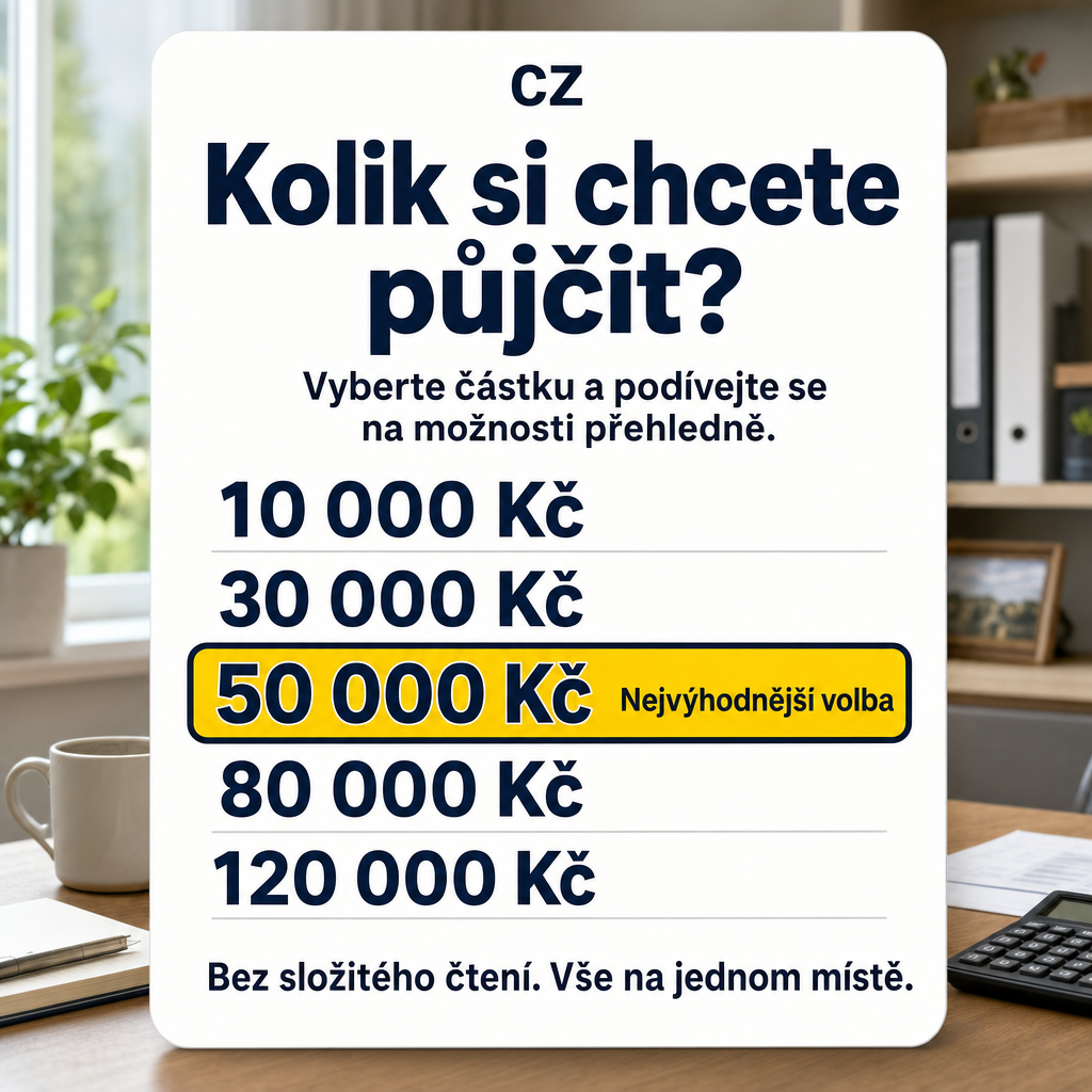 Empréstimo
All visible text must be fully natural in cs-CZ; translate/localize any source-language niche wording before it appears.
Do not copy raw source-language niche, product, or theme words into visible text unless they are already natural in the target language.