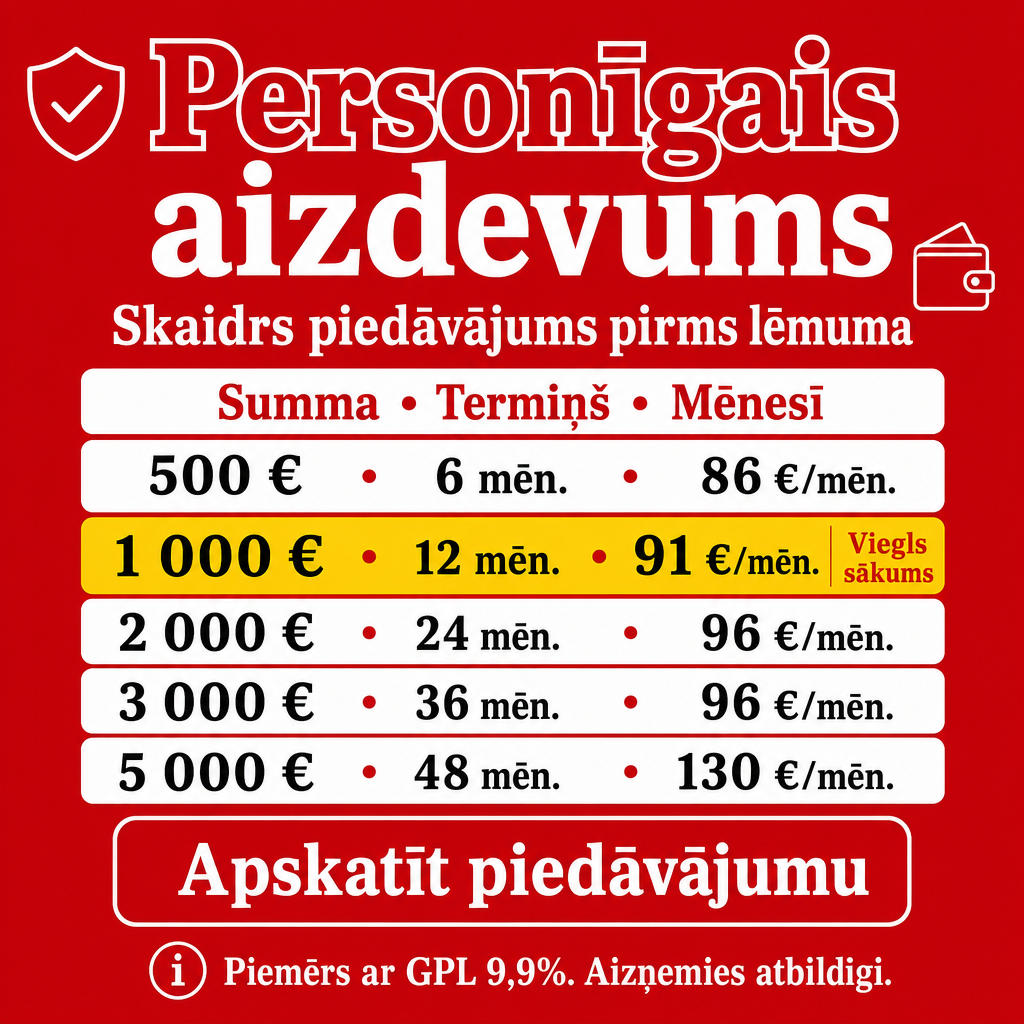 Personīgais aizdevums ar skaidru piedāvājumu, k...