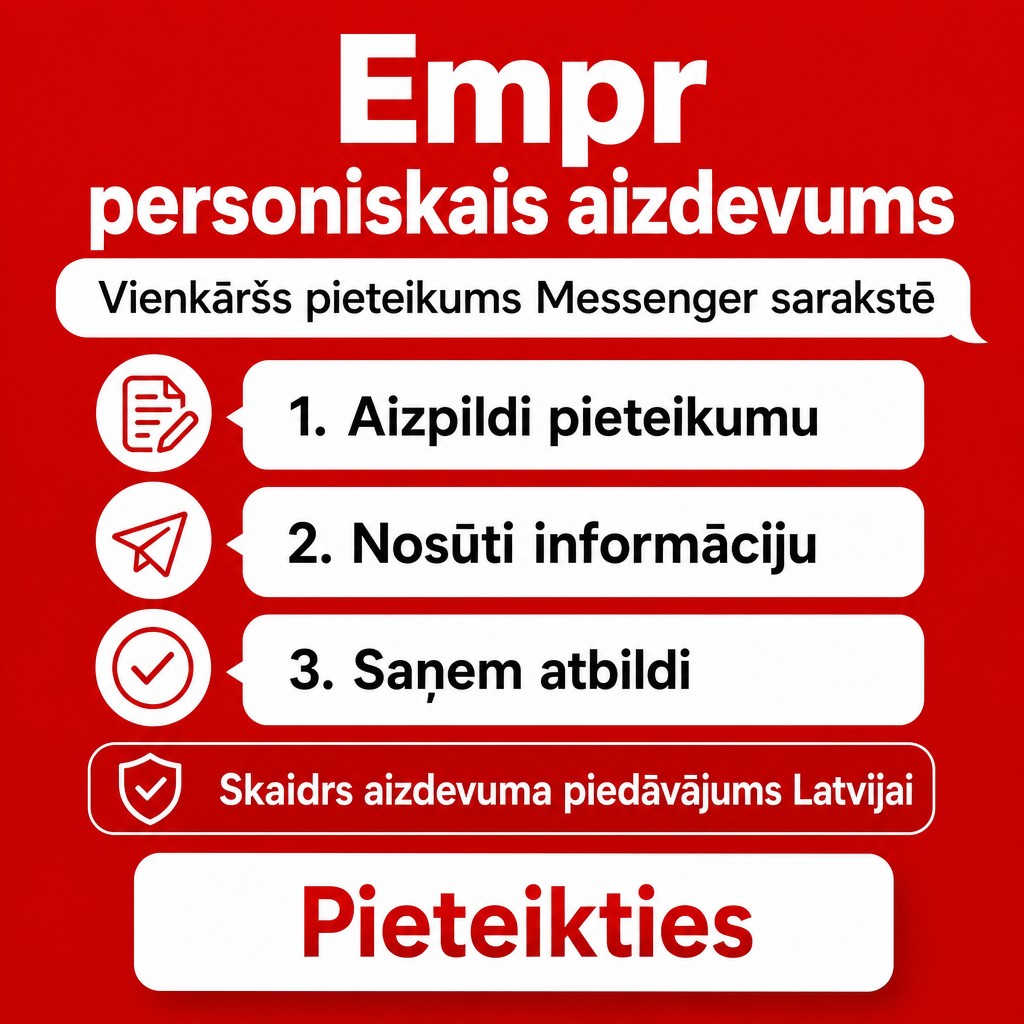 Direct Empréstimo ad creative for Empréstimo. Use this campaign angle: Personiskais aizdevums ar vienkāršu pieteikumu.... Keep the offer promise about Campanha focada em conversao para Empréstimo. Stay strictly about Empréstimo; do not turn it into an adjacent app, education topic, generic tool, or broad category-management message unless the offer explicitly says so. Creative direction: Izveido Messenger reklāmas radošo virzienu latviešu valodā Latvijai, kas virza uz personisko aizdevumu pieteikumu. Galvenais fokuss: skaidrs, uzticams aizdevuma piedāvājums cilvēkiem, kuri vēlas pi...