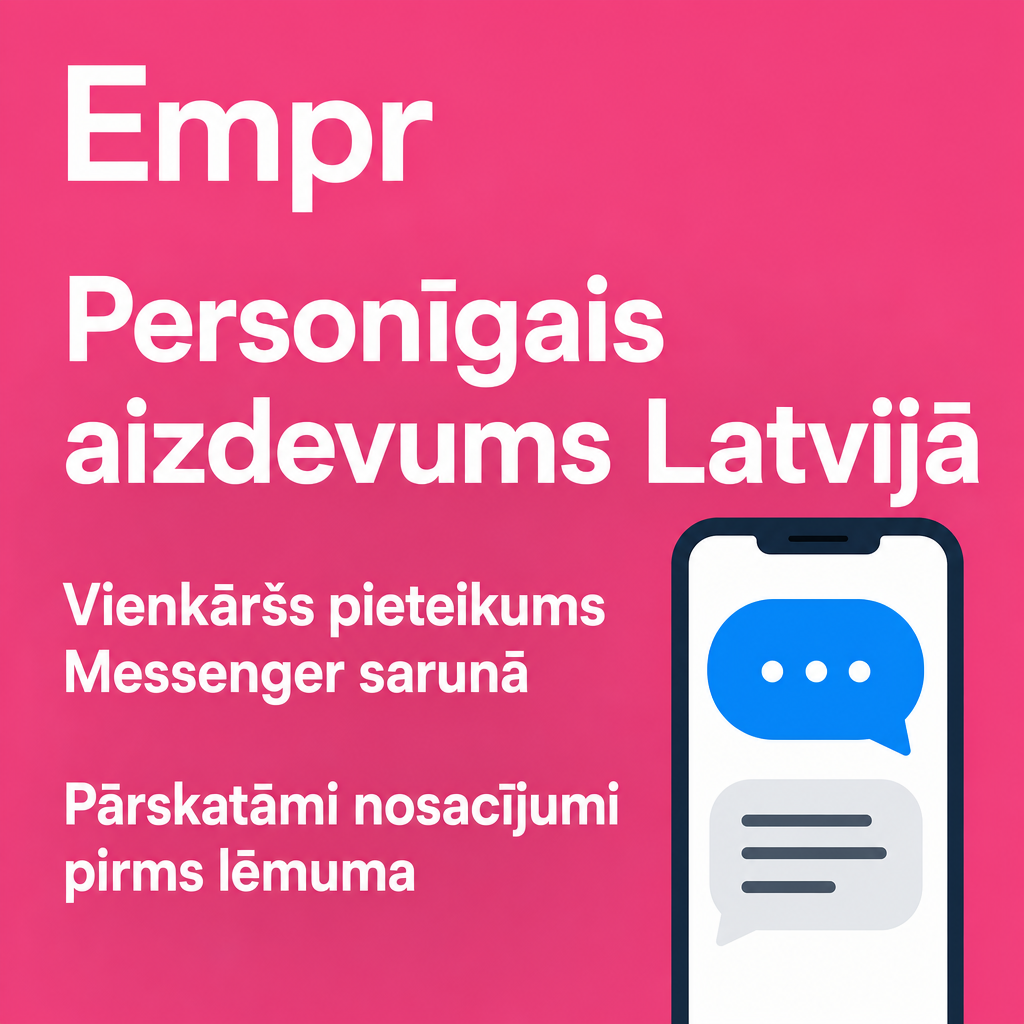 Direct Empréstimo ad creative for Empréstimo. Use this campaign angle: Personiskais aizdevums ar vienkāršu pieteikumu.... Keep the offer promise about Campanha focada em conversao para Empréstimo. Stay strictly about Empréstimo; do not turn it into an adjacent app, education topic, generic tool, or broad category-management message unless the offer explicitly says so. Creative direction: Izveido Messenger reklāmas radošo virzienu latviešu valodā Latvijai, kas virza uz personisko aizdevumu pieteikumu. Galvenais fokuss: skaidrs, uzticams aizdevuma piedāvājums cilvēkiem, kuri vēlas pi...