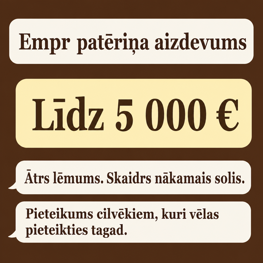 Direct Empréstimo ad creative for Empréstimo. Use this campaign angle: Ātrs lēmums un skaidrs nākamais solis. Keep the offer promise about Campanha focada em conversao para Empréstimo. Stay strictly about Empréstimo; do not turn it into an adjacent app, education topic, generic tool, or broad category-management message unless the offer explicitly says so. Creative direction: Izveido Messenger sales kampaņu latviešu valodā Latvijas tirgum, kas pārdod patēriņa aizdevumu kā tiešu finanšu produktu cilvēkiem, kuri vēlas pieteikties tagad. Galvenais vēstījums: vienkārša aizd...