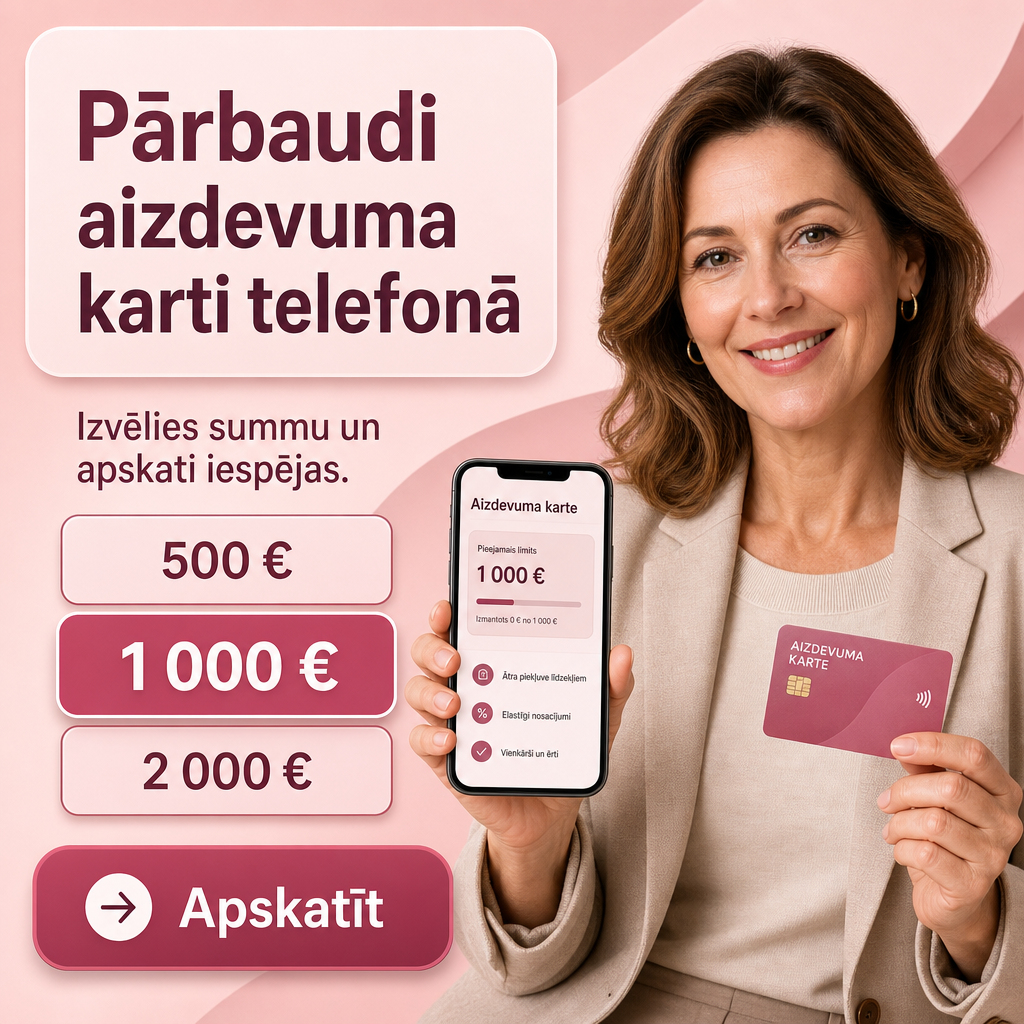 Persona ar telefonu un aizdevuma kartīti