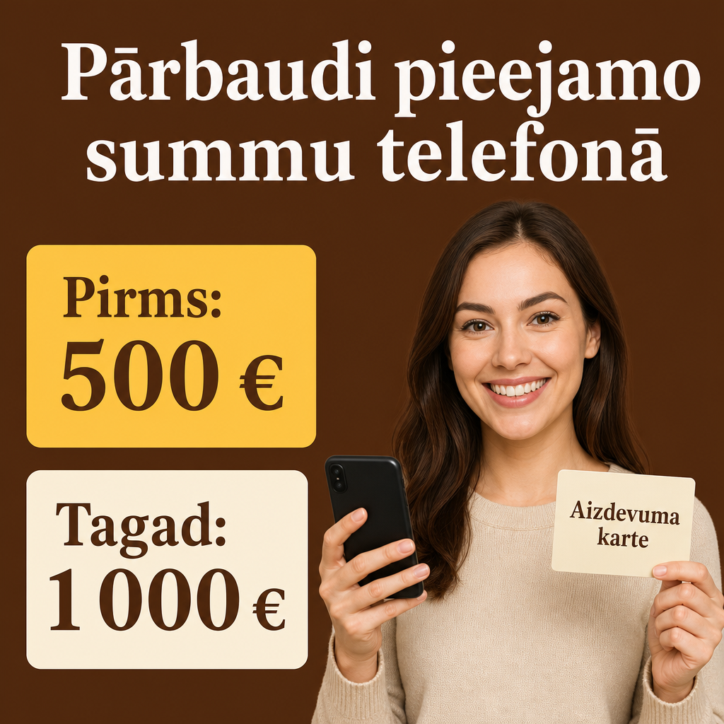 Persona ar telefonu un aizdevuma kartīti