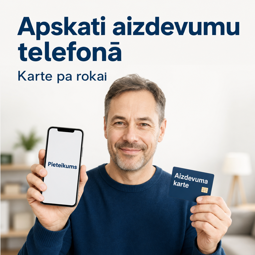 Persona ar telefonu un aizdevuma kartīti