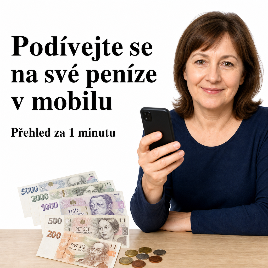 člověk s mobilem a penězi