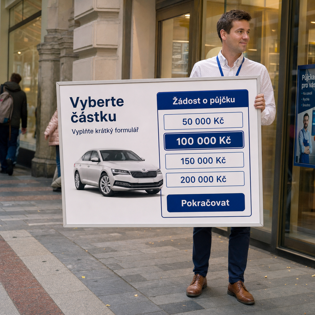 mobil s formulářem půjčky