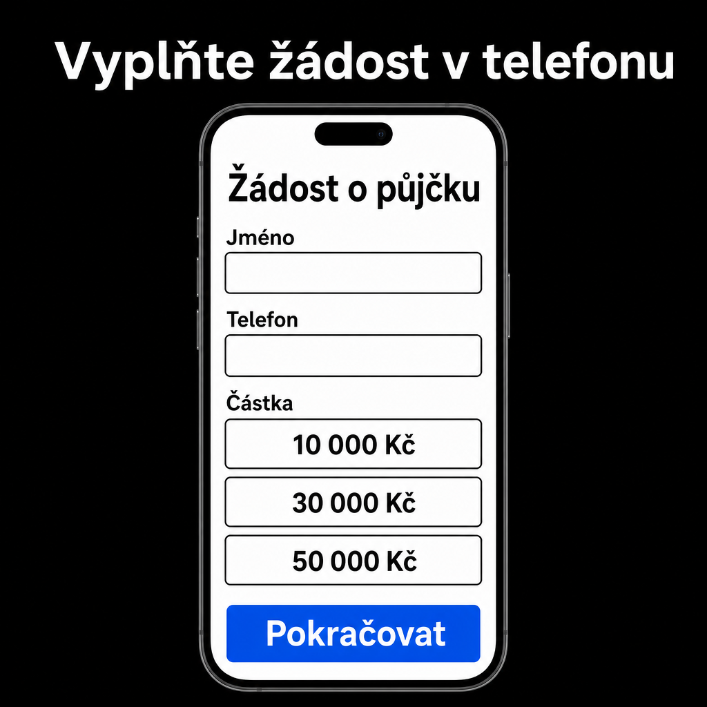 mobil s formulářem půjčky