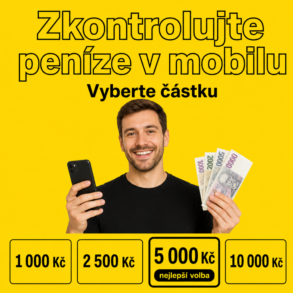 Člověk s mobilním telefonem a penězi