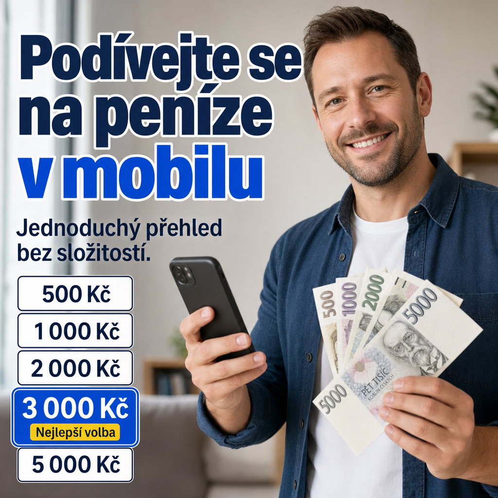 Člověk s mobilním telefonem a penězi