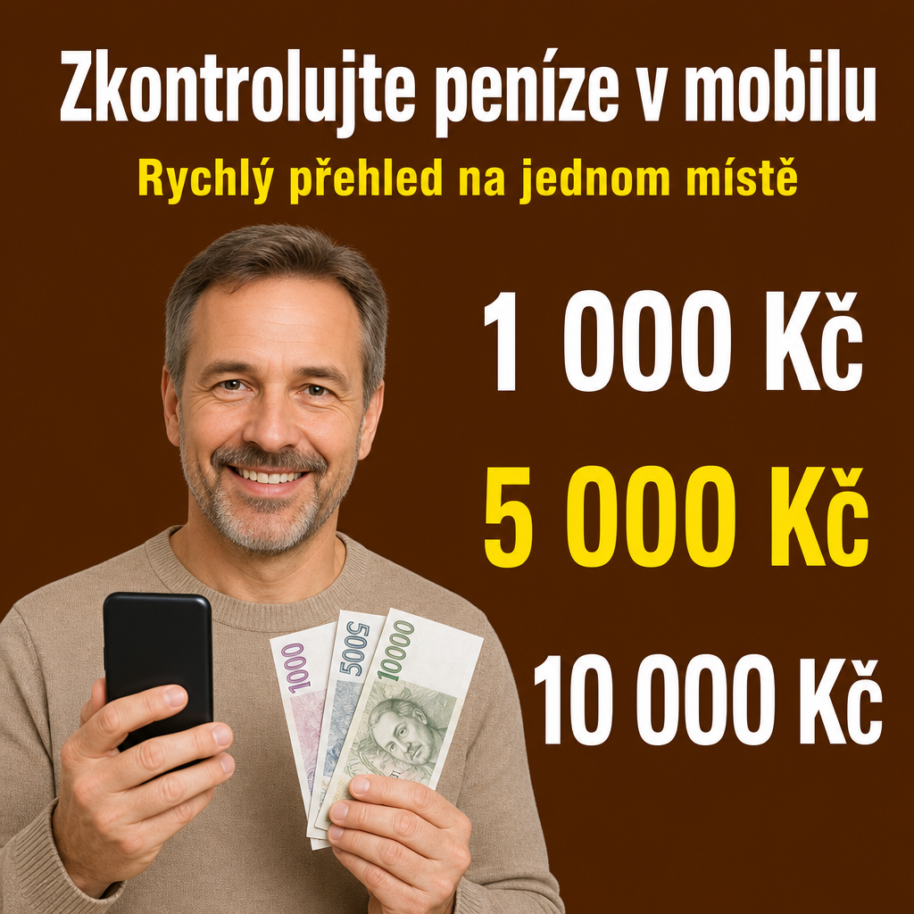 Člověk s mobilním telefonem a penězi