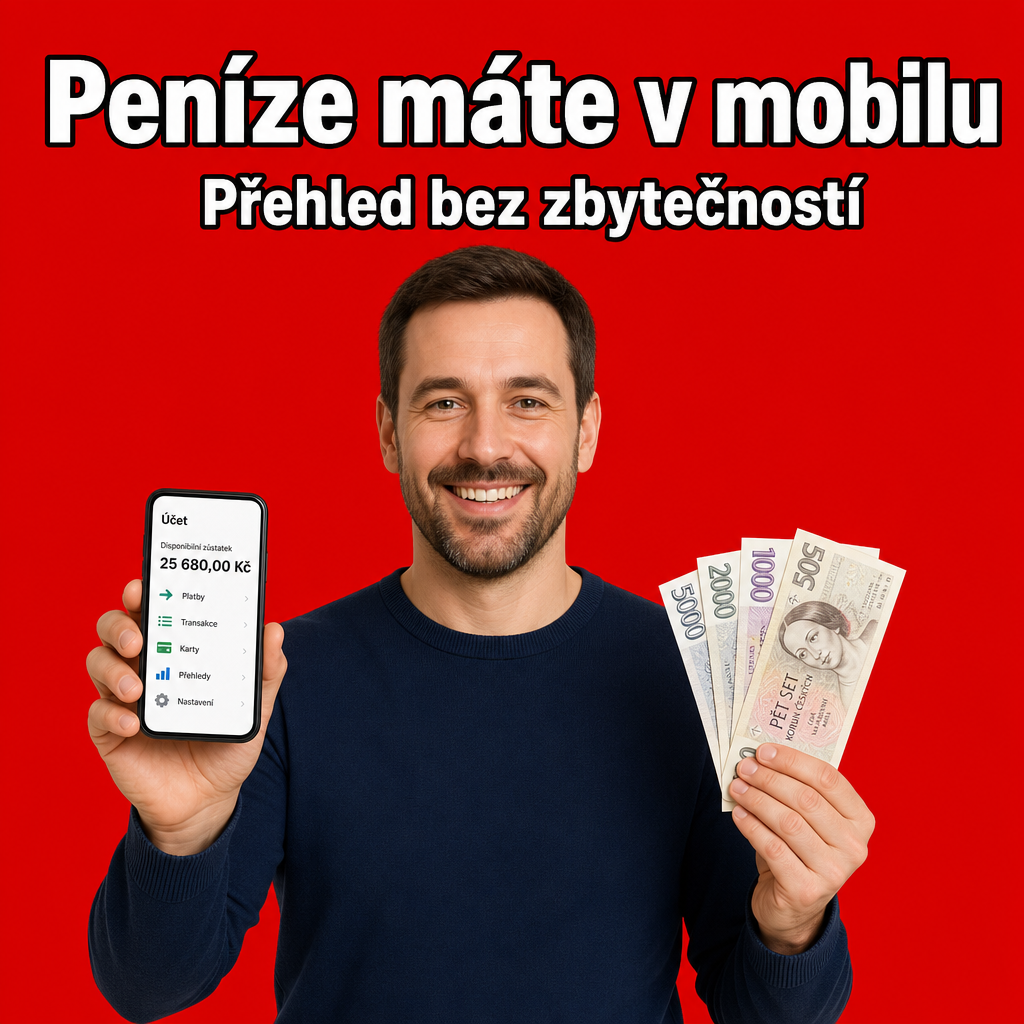 Člověk s mobilním telefonem a penězi