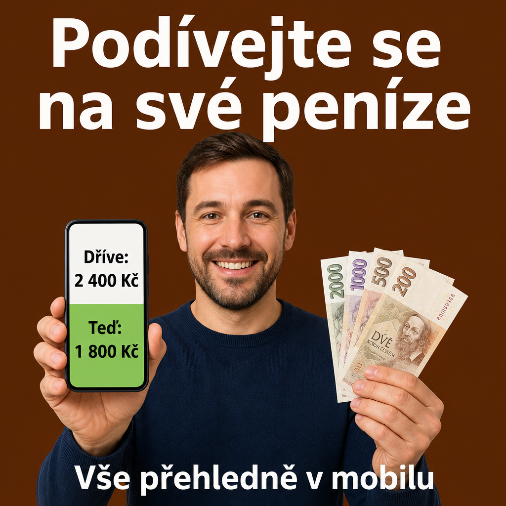 Člověk s mobilním telefonem a penězi