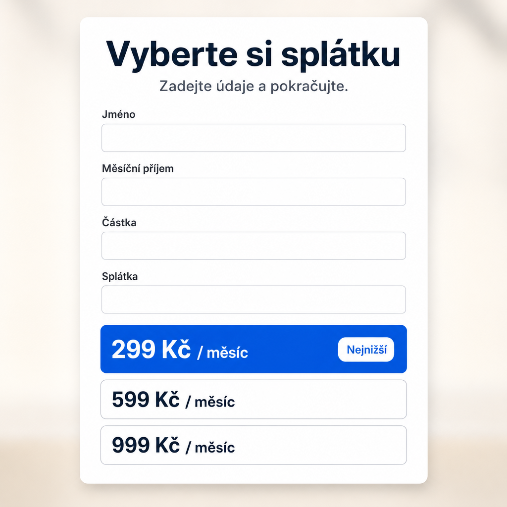 čistý finanční formulář