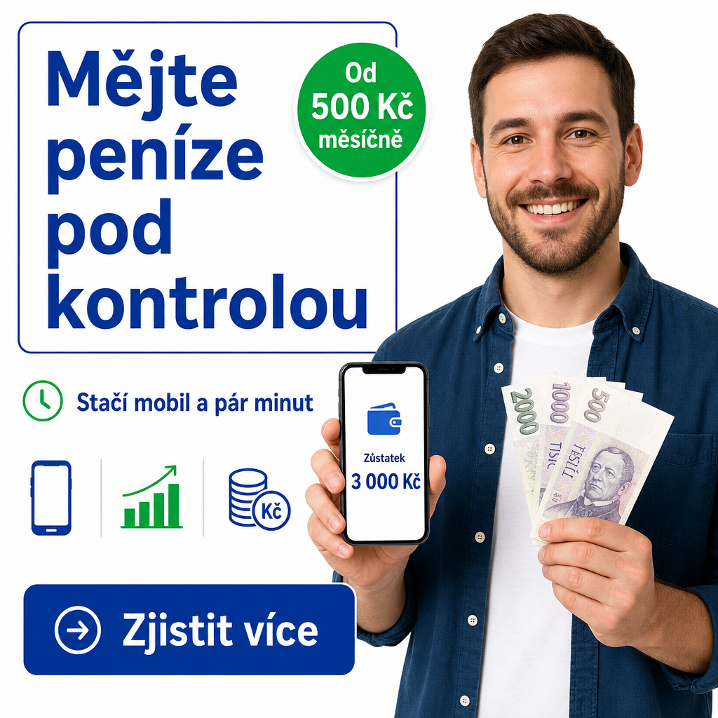 Osoba s mobilem a penězi