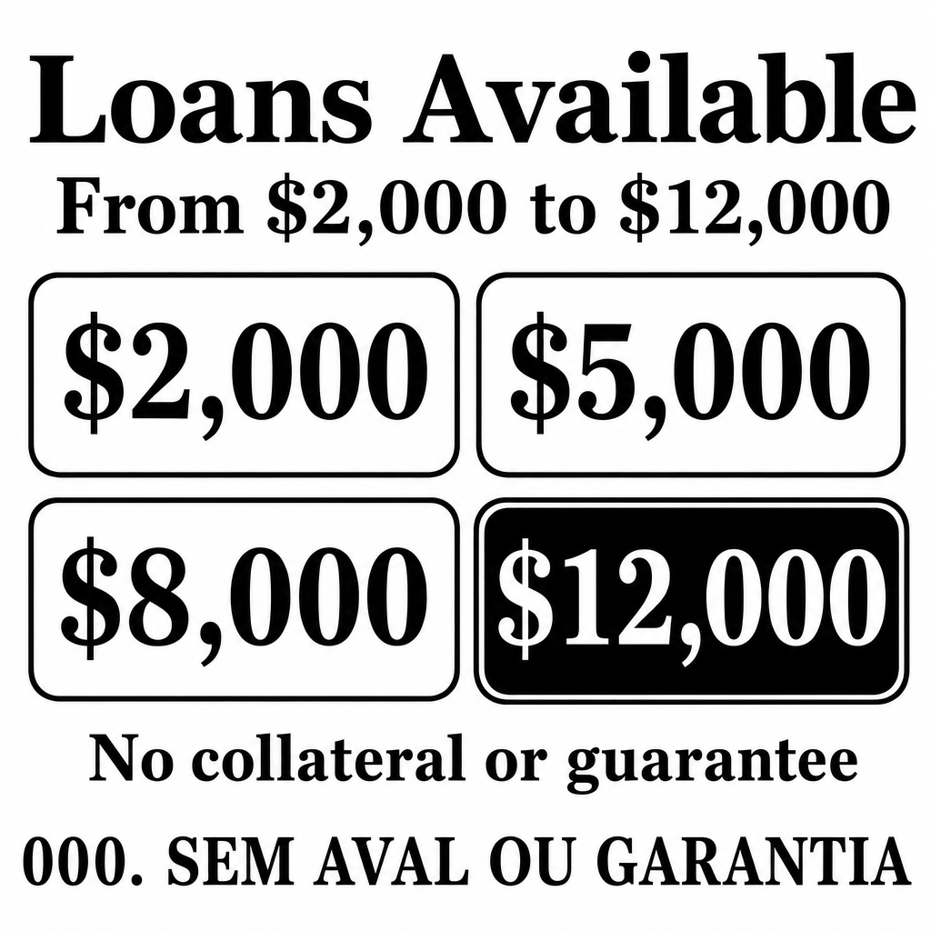 Faço Emprestimos. Valor  de $2,000 a $12,000. SEM AVAL OU GARANTIA!