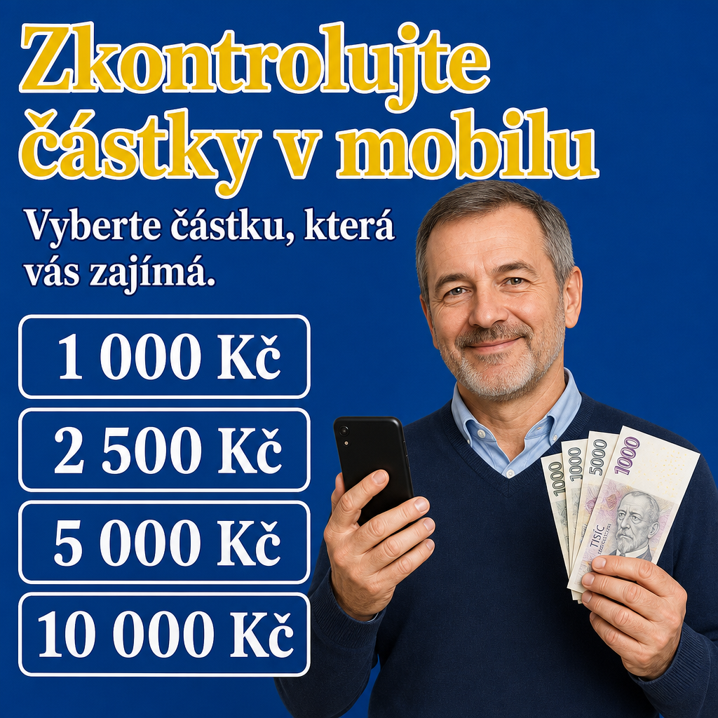 Osoba s mobilem a penězi