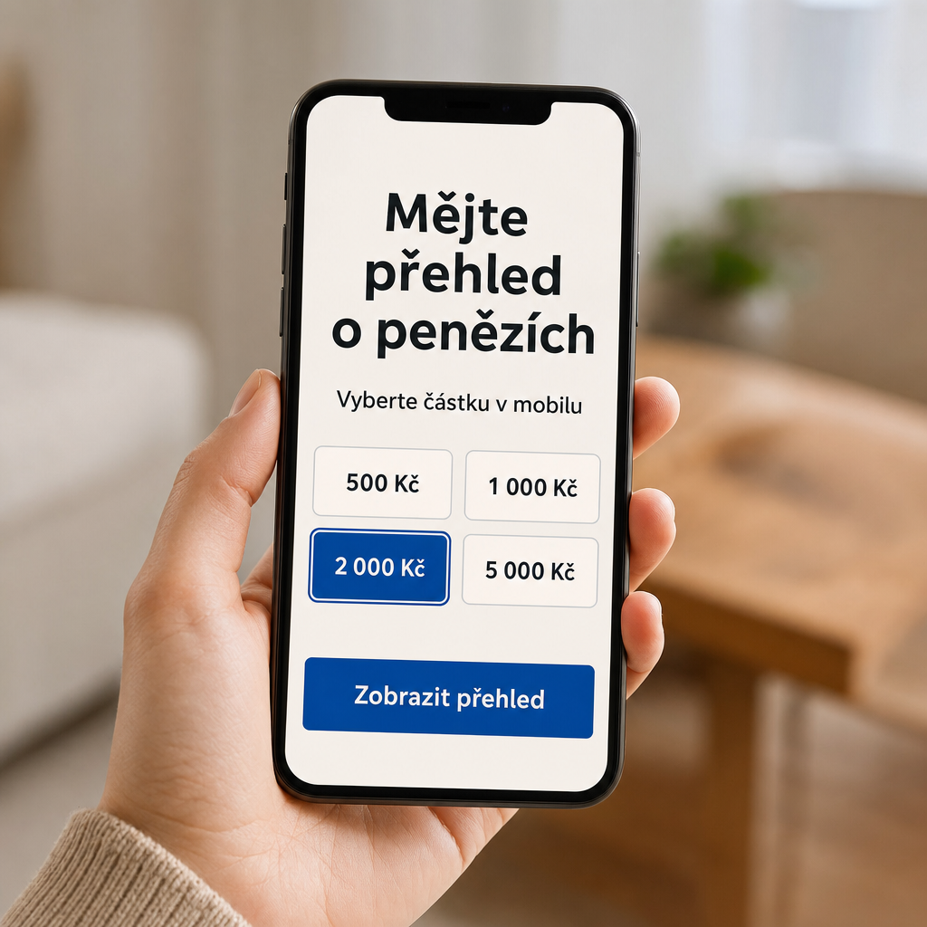 Ruka s mobilem a finance