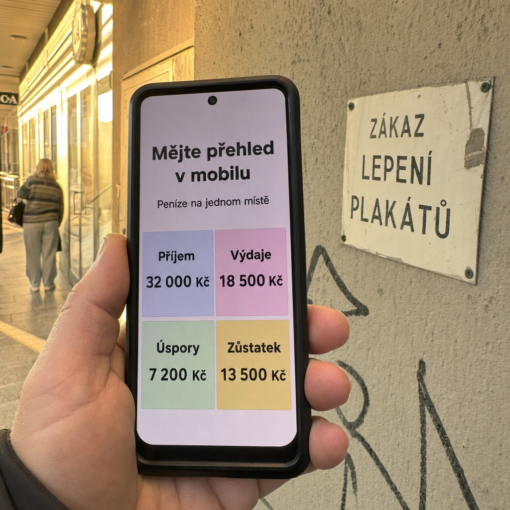 Ruka s mobilem a finance
