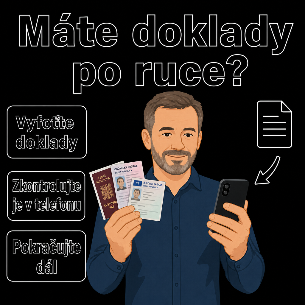 muž s doklady a mobilem