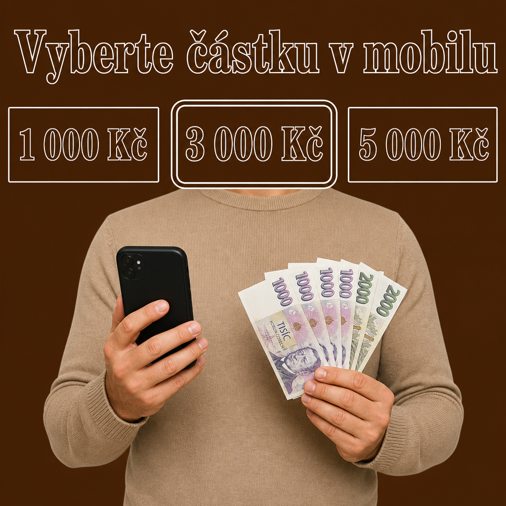 Osoba drží mobil a peníze