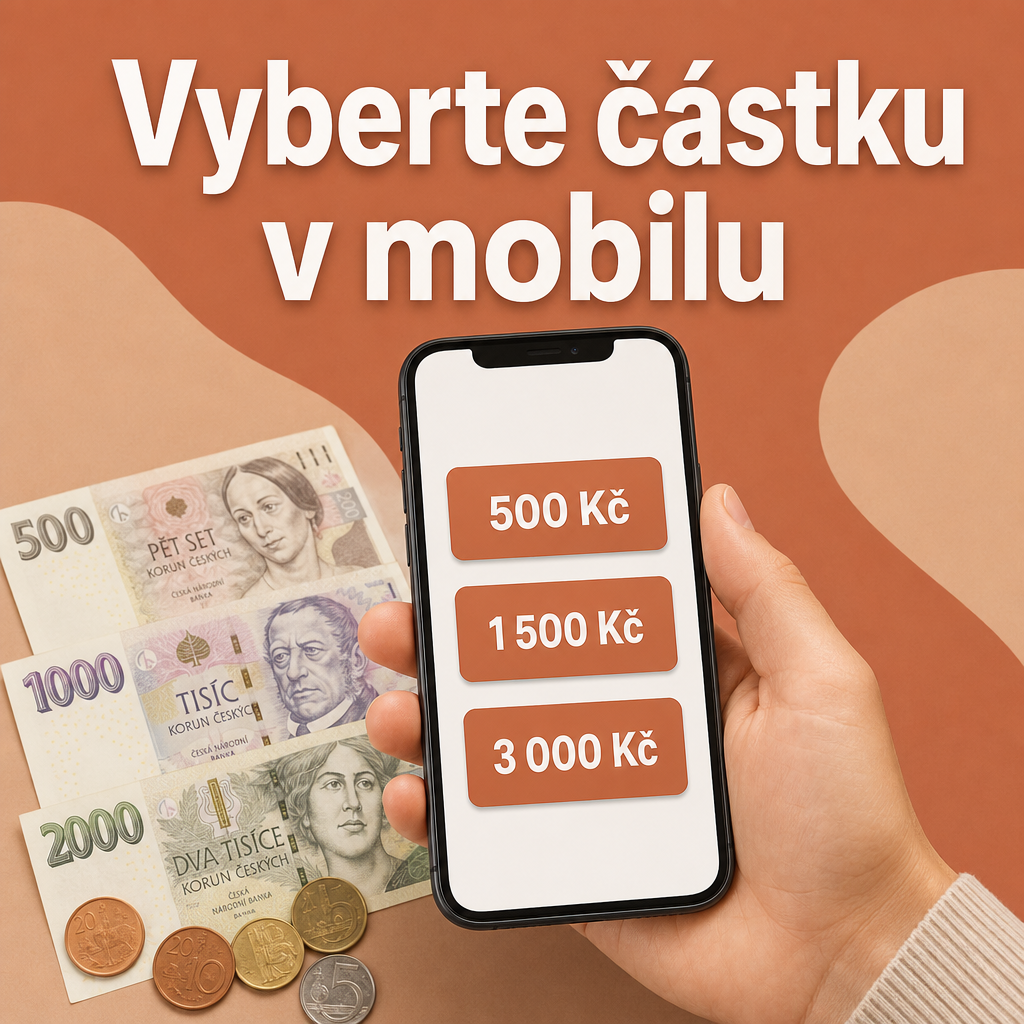 Ruka s mobilem a peníze