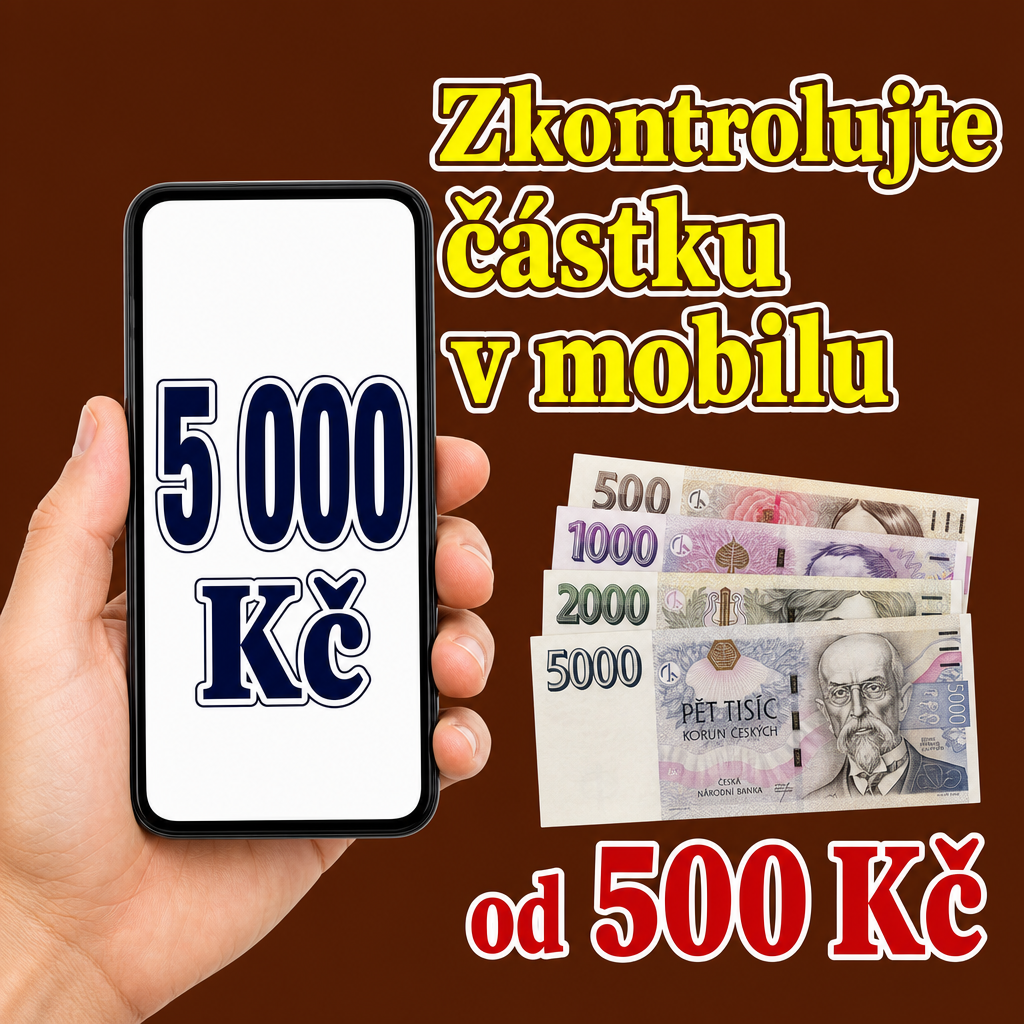 Ruka s mobilem a peníze