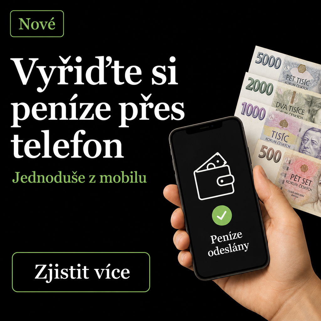 Ruka s mobilem a peníze