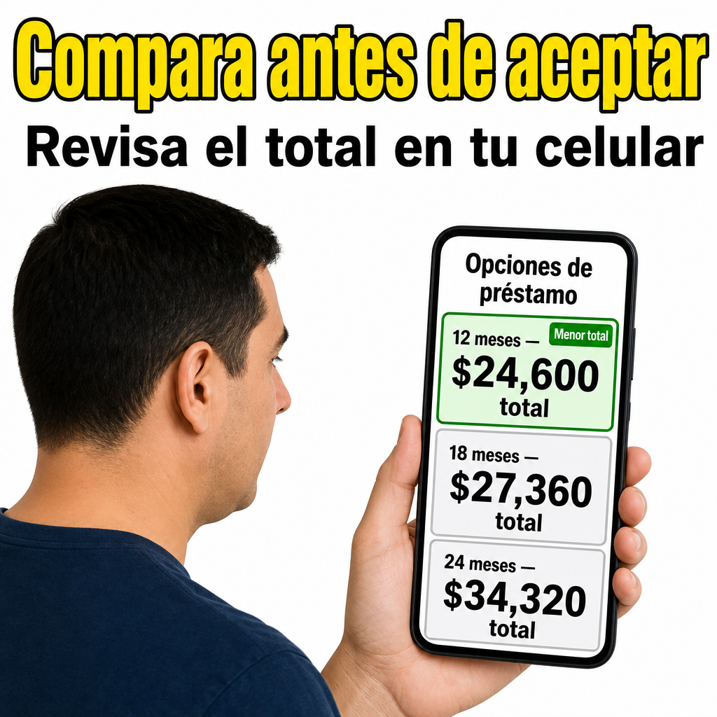 Persona revisando préstamo en el celular
