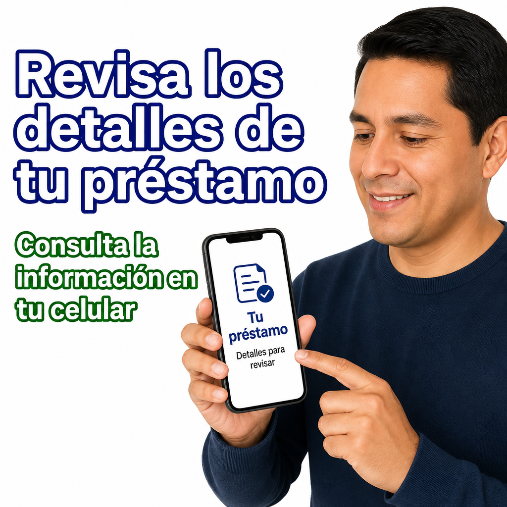 Persona revisando un préstamo en el celular