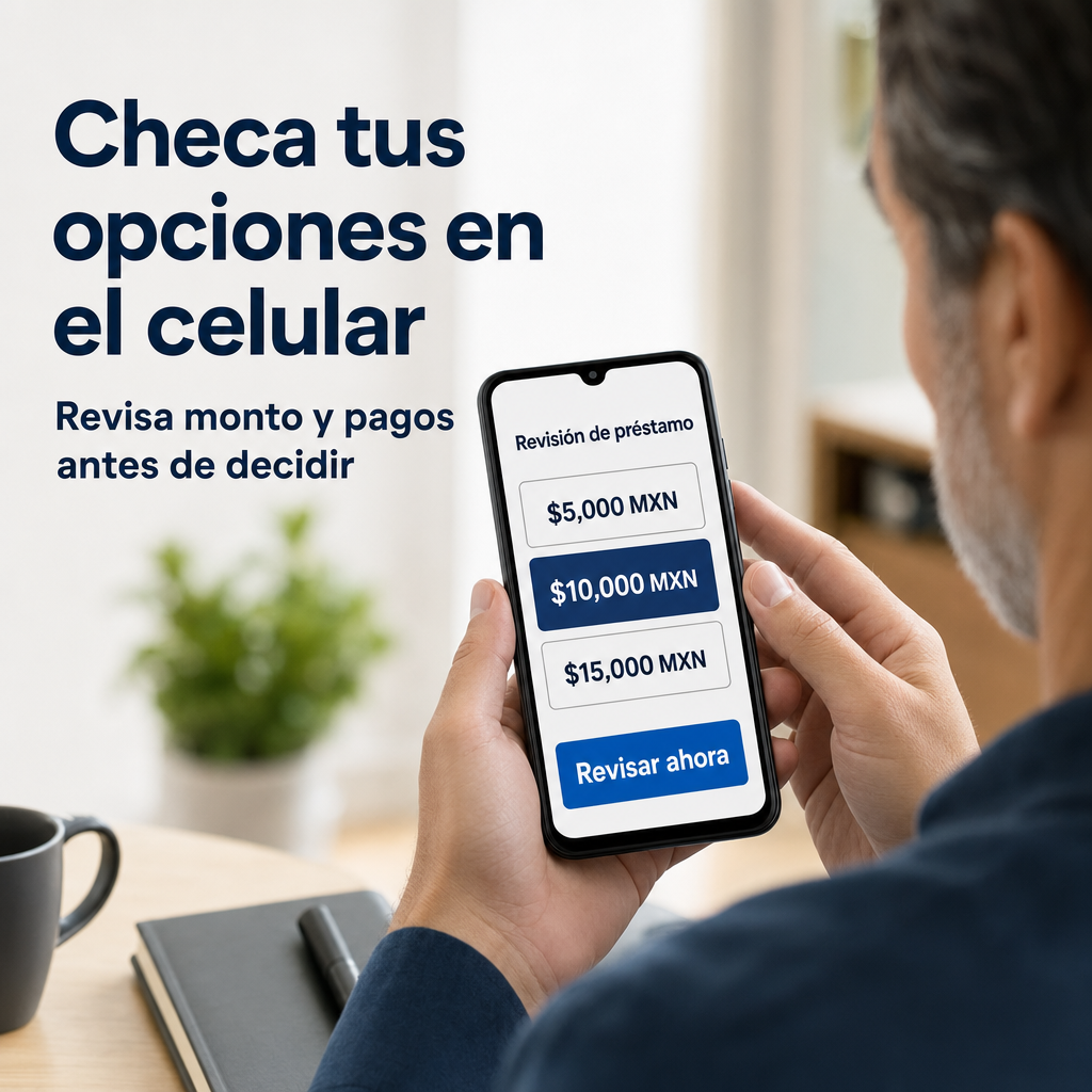 Persona revisando un préstamo en el celular