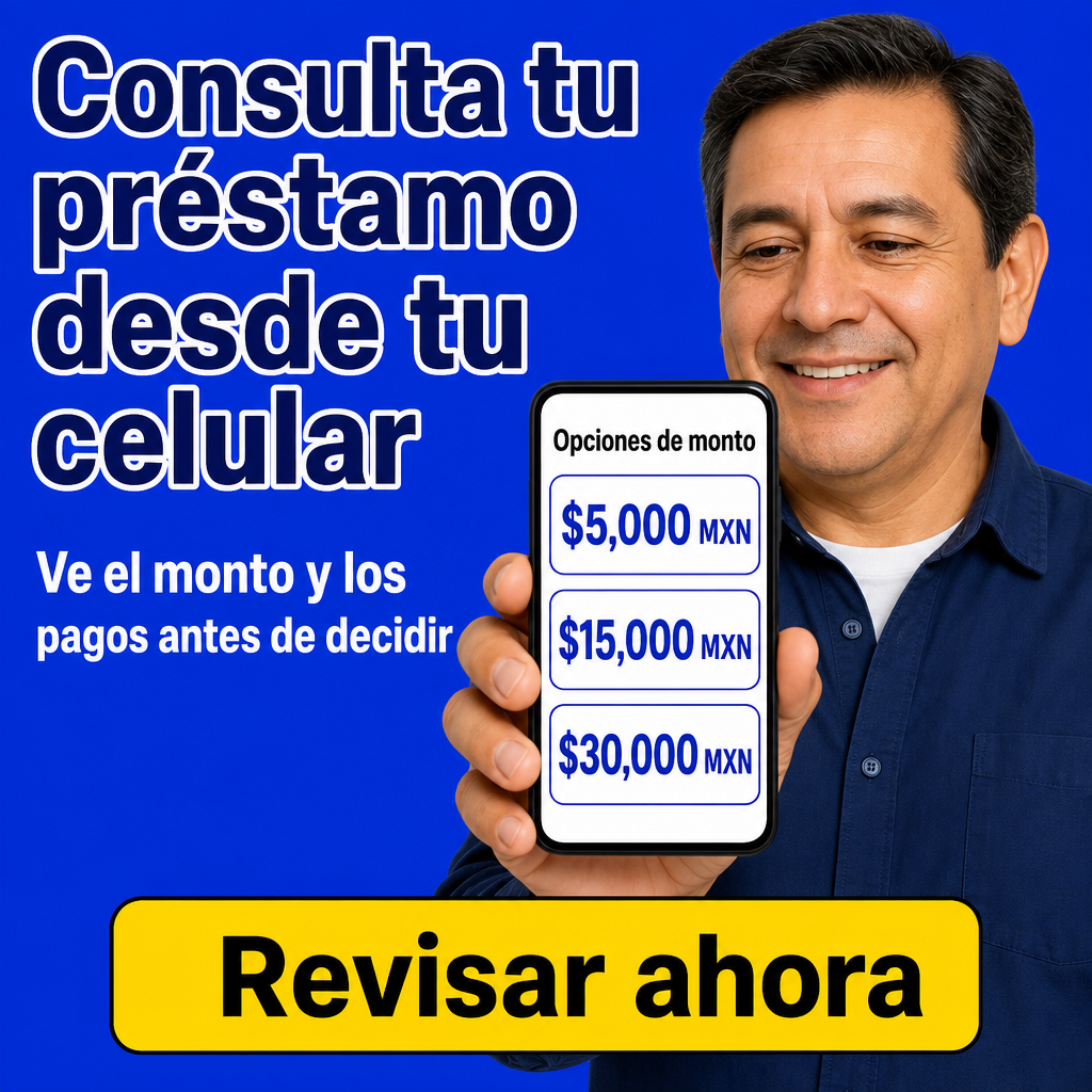 Persona revisando un préstamo en el celular