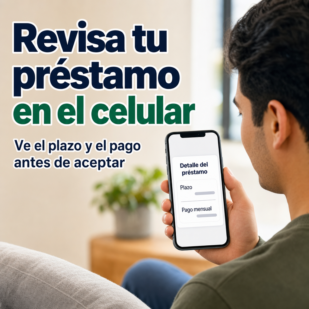 Persona revisando un préstamo en el celular