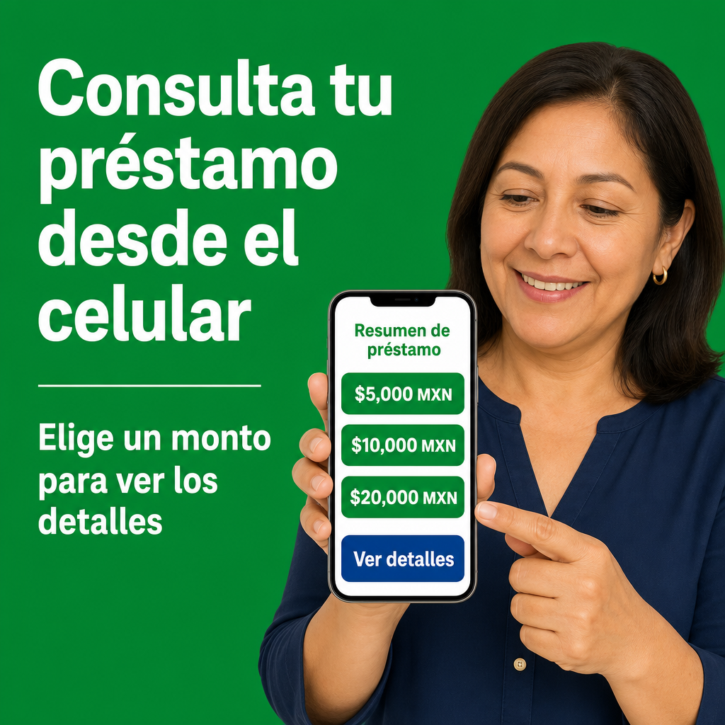Persona revisando un préstamo en el celular