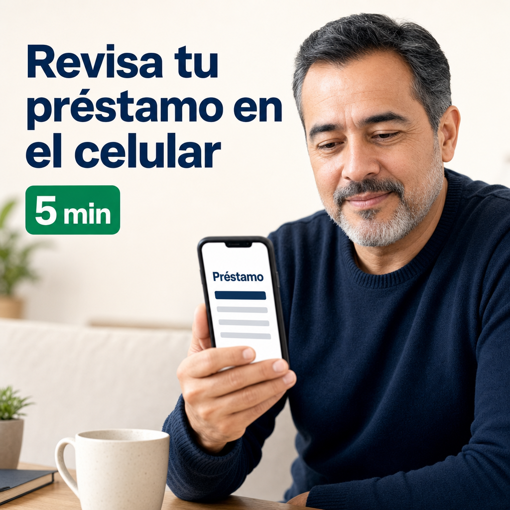 Persona revisando un préstamo en el celular