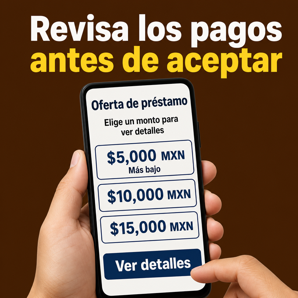 Persona revisando una oferta de préstamo en el celular