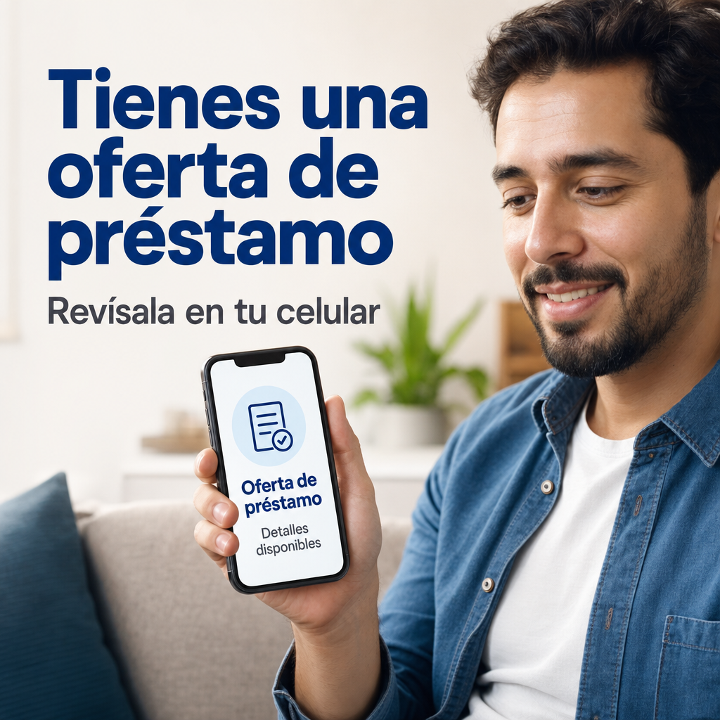 Persona revisando una oferta de préstamo en el celular