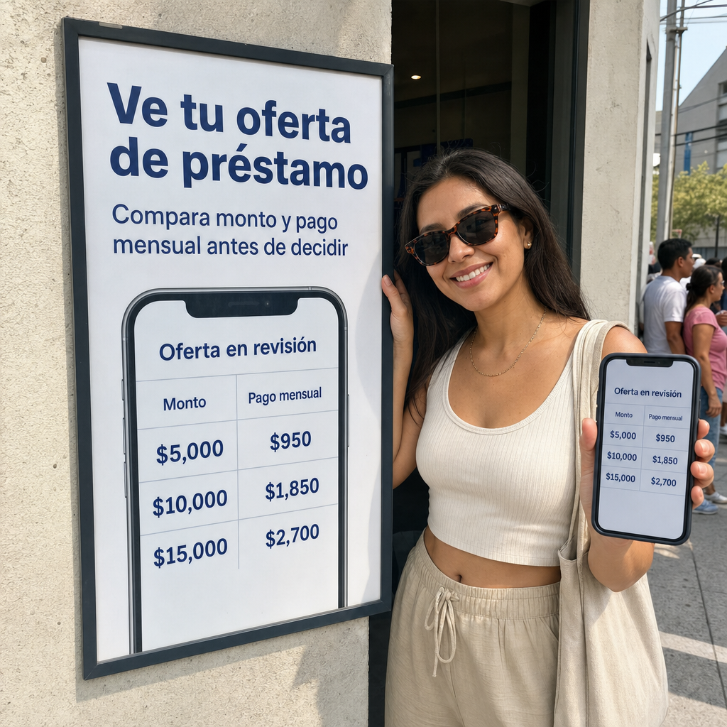 Persona revisando una oferta de préstamo en el celular